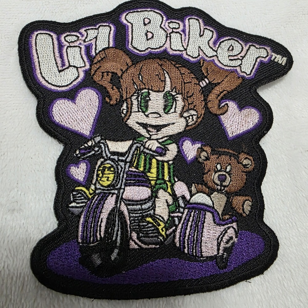Lil Biker Kids Embroidered Patch Iron‎ On Or Sew 4.25"x4.25" Motorcycle Bike